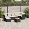 Salon de jardin 8 pcs avec coussins noir résine tressée 