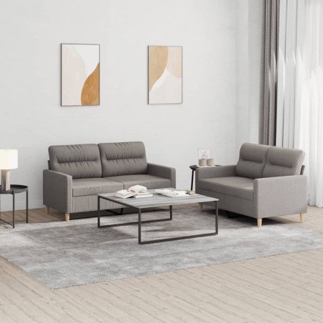 Ensemble de canapés 2 pcs avec coussins Taupe Tissu 