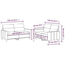 Ensemble de canapés 2 pcs avec coussins Taupe Tissu 