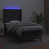 Sommier à lattes de lit matelas LED Noir 90x190 cm Similicuir 