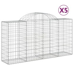Paniers à gabions arqués 5 pcs 200x50x100/120 cm fer galvanisé 