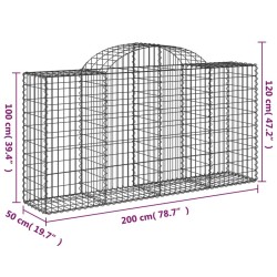 Paniers à gabions arqués 5 pcs 200x50x100/120 cm fer galvanisé 