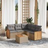 Salon de jardin avec coussins 6 pcs beige résine tressée 