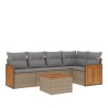 Salon de jardin avec coussins 6 pcs beige résine tressée 