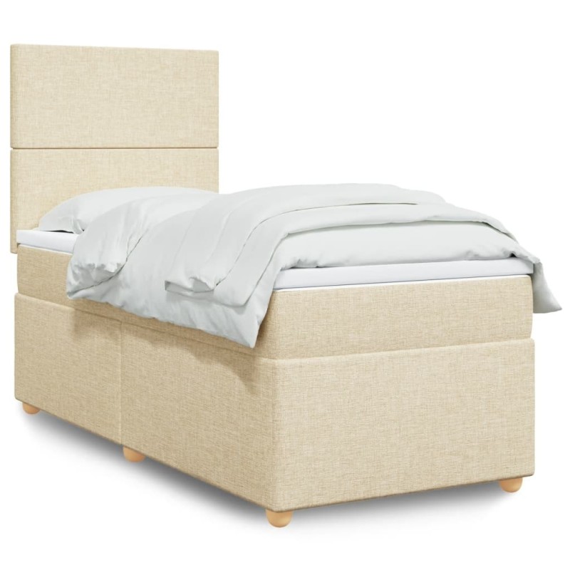 Sommier à lattes de lit avec matelas Crème 90x200 cm Tissu 