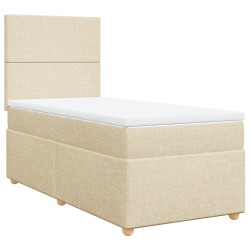 Sommier à lattes de lit avec matelas Crème 90x200 cm Tissu 