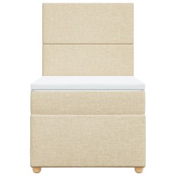 Sommier à lattes de lit avec matelas Crème 90x200 cm Tissu 