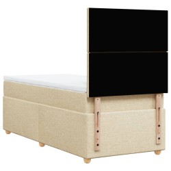 Sommier à lattes de lit avec matelas Crème 90x200 cm Tissu 