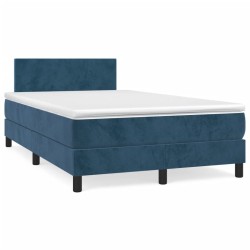 Sommier à lattes de lit et matelas bleu foncé 120x190cm velours 