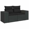 Salon de jardin 6 pcs avec coussins noir résine tressée 