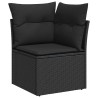 Salon de jardin 6 pcs avec coussins noir résine tressée 