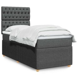 Sommier à lattes de lit avec matelas Gris foncé 80x200 cm Tissu 