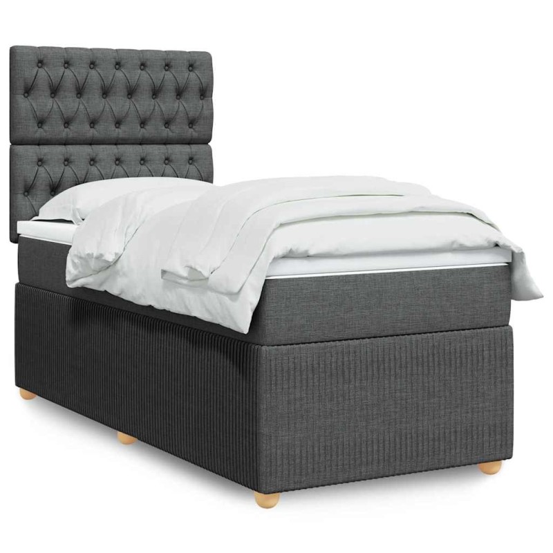 Sommier à lattes de lit avec matelas Gris foncé 80x200 cm Tissu 