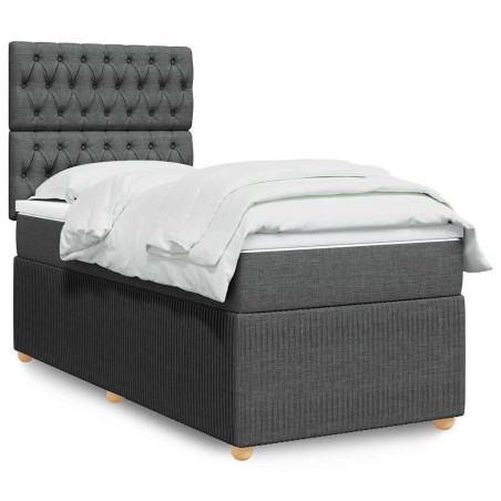 Sommier à lattes de lit avec matelas Gris foncé 80x200 cm Tissu 