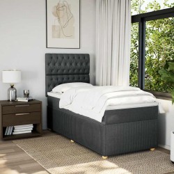 Sommier à lattes de lit avec matelas Gris foncé 80x200 cm Tissu 
