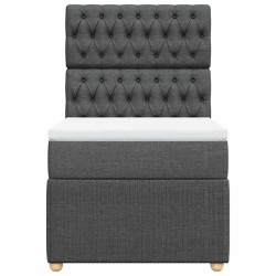 Sommier à lattes de lit avec matelas Gris foncé 80x200 cm Tissu 