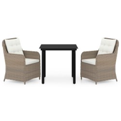 Ensemble à manger de jardin 3 pcs Marron 