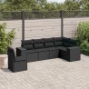 Salon de jardin 6 pcs avec coussins noir résine tressée 