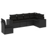 Salon de jardin 6 pcs avec coussins noir résine tressée 