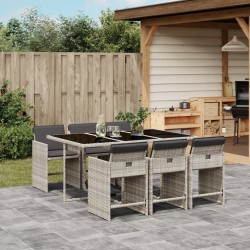 Ensemble à manger de jardin et coussins 7 pcs gris clair rotin 