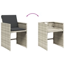 Ensemble à manger de jardin et coussins 7 pcs gris clair rotin 