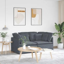 Canapé modulaire avec coussins en velours gris foncé 