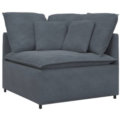 Canapé modulaire avec coussins en velours gris foncé 