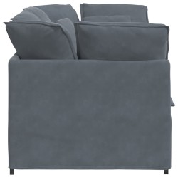 Canapé modulaire avec coussins en velours gris foncé 