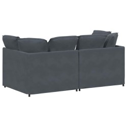 Canapé modulaire avec coussins en velours gris foncé 