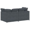 Canapé modulaire avec coussins en velours gris foncé 