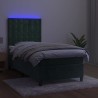Sommier à lattes de lit et matelas et LED Vert foncé 80x200 cm 