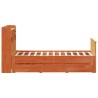 Lit bibliothèque sans matelas cire marron 120x190cm pin massif 