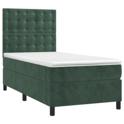Sommier à lattes de lit matelas et LED Vert foncé 100x200 cm 