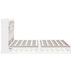 Lit bibliothèque sans matelas blanc 180x200 cm bois pin massif 