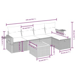 Salon de jardin avec coussins 6 pcs beige résine tressée 