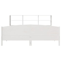 Lit bibliothèque sans matelas blanc 180x200 cm bois pin massif 