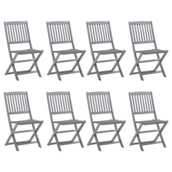 Chaises pliables d'extérieur lot de 8 et coussins Bois d'acacia 