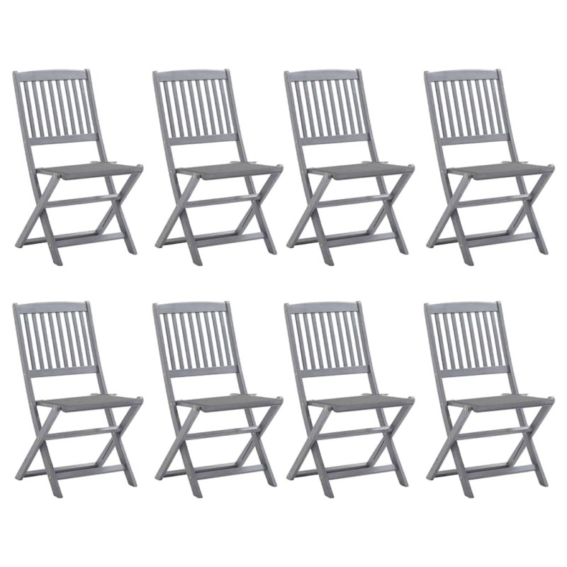 Chaises pliables d'extérieur lot de 8 et coussins Bois d'acacia 