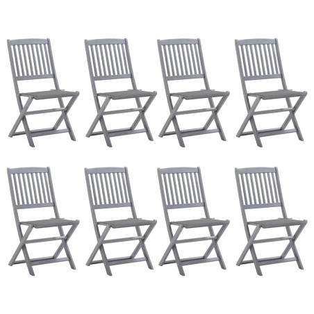 Chaises pliables d'extérieur lot de 8 et coussins Bois d'acacia 