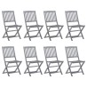 Chaises pliables d'extérieur lot de 8 et coussins Bois d'acacia 