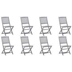 Chaises pliables d'extérieur lot de 8 et coussins Bois d'acacia 