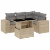 Salon de jardin avec coussins 5 pcs beige résine tressée 