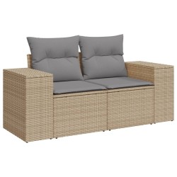 Salon de jardin avec coussins 5 pcs beige résine tressée 