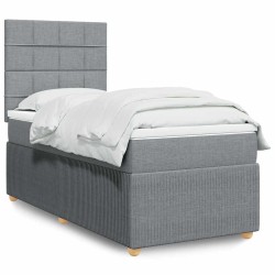 Sommier à lattes de lit et matelas Gris clair 90x190 cm Tissu 
