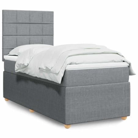 Sommier à lattes de lit et matelas Gris clair 90x190 cm Tissu 