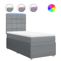 Sommier à lattes de lit et matelas Gris clair 90x190 cm Tissu 