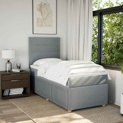 Sommier à lattes de lit et matelas Gris clair 90x190 cm Tissu 