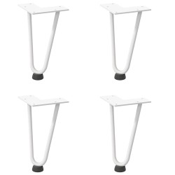 Pieds en épingle à cheveux pour table basse 4 pièces Blanc 20 cm Acier massif 