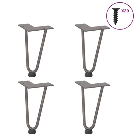 Pieds en épingle à cheveux pour table basse 4 pièces Acier naturel 20 cm Acier massif 