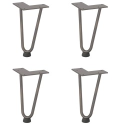 Pieds en épingle à cheveux pour table basse 4 pièces Acier naturel 20 cm Acier massif 
